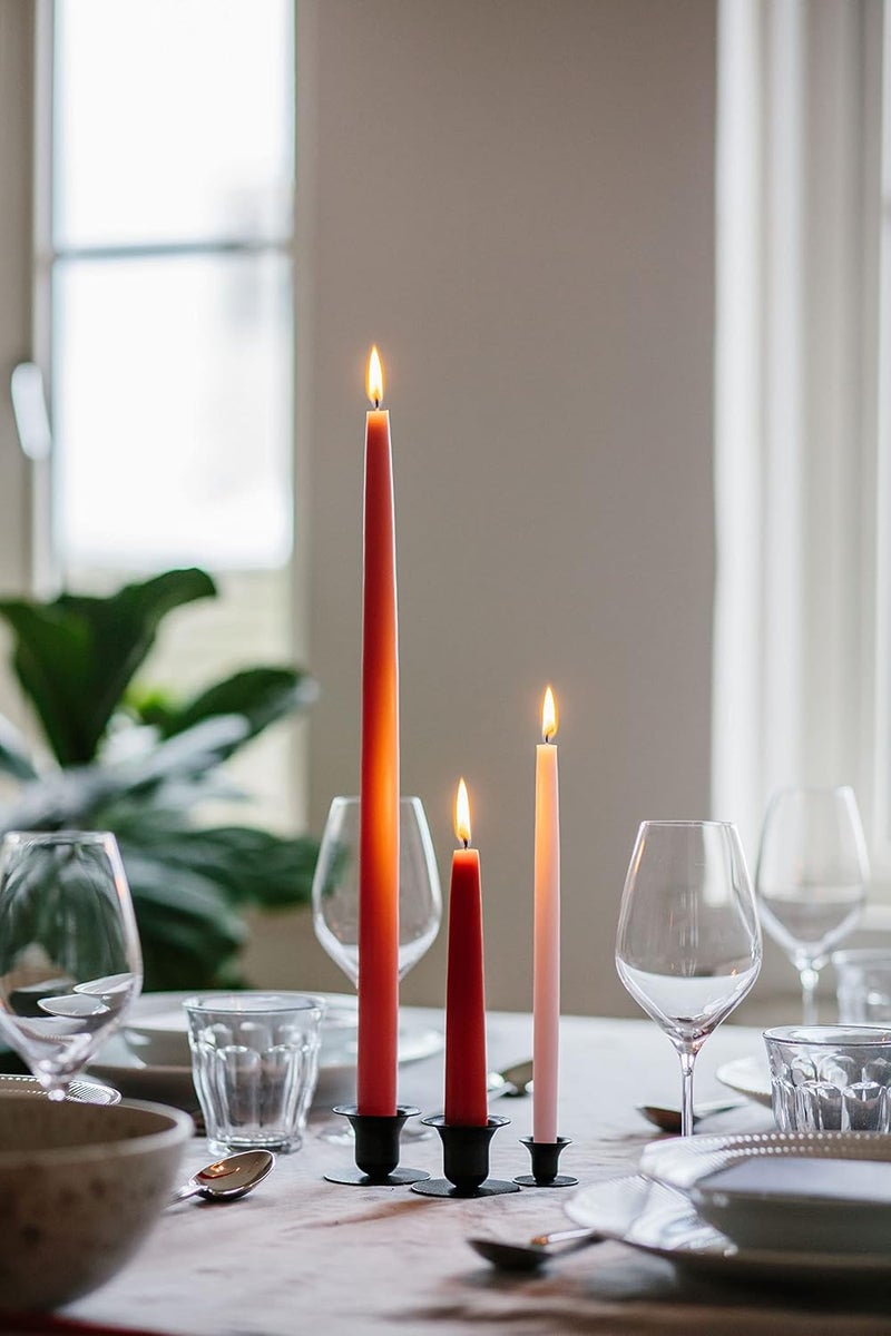 Kunstindustrien ® Taper Candles – Set of 4, 13.8" – Made in Denmark, Long Burning Candles 15h, Unscented & Smokeless Candlesticks – Elegant Tall Candles for Weddings, Dinners & Home Decor (Rust) - Image 4